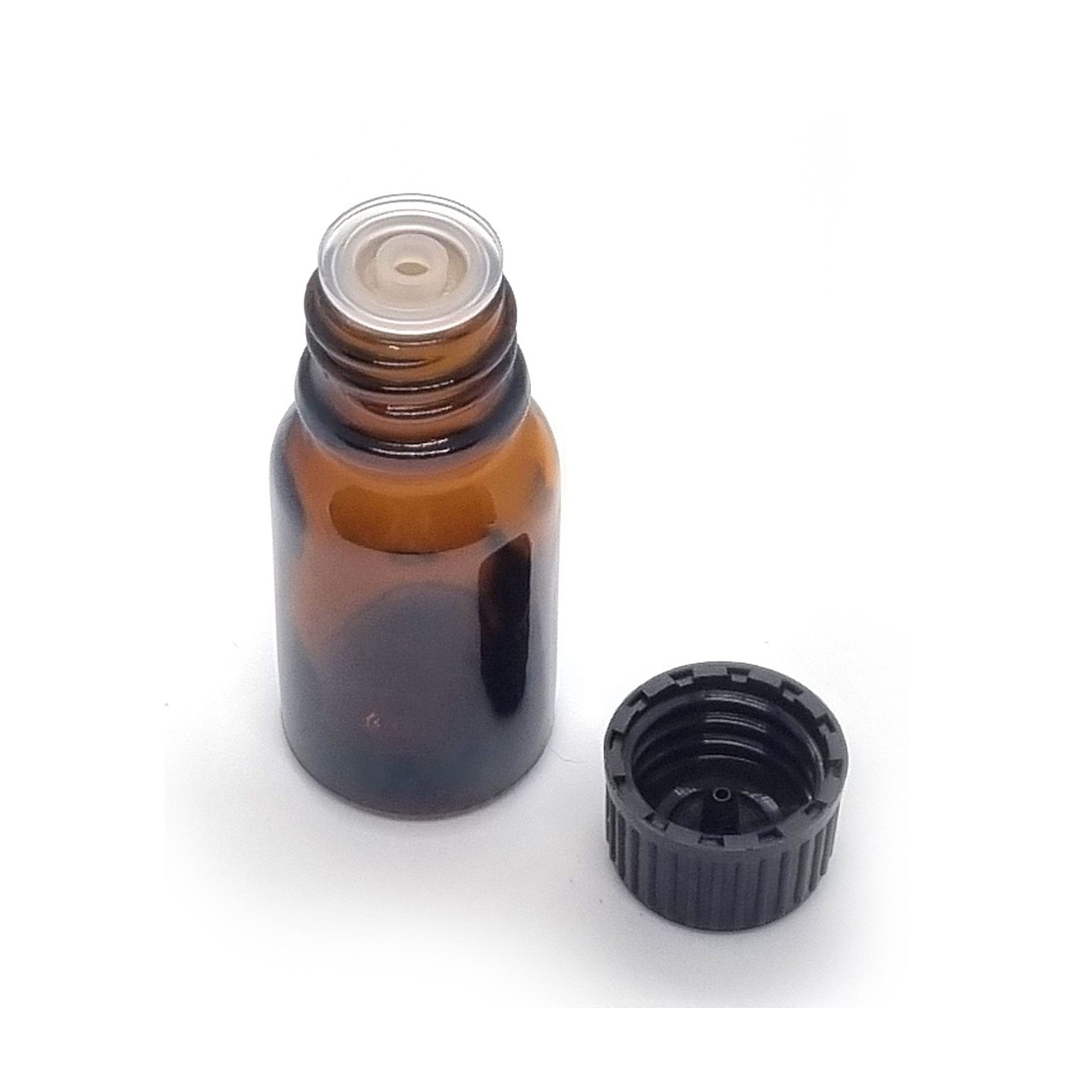 10ml Empty Amber Glass Bottle With Black Cap