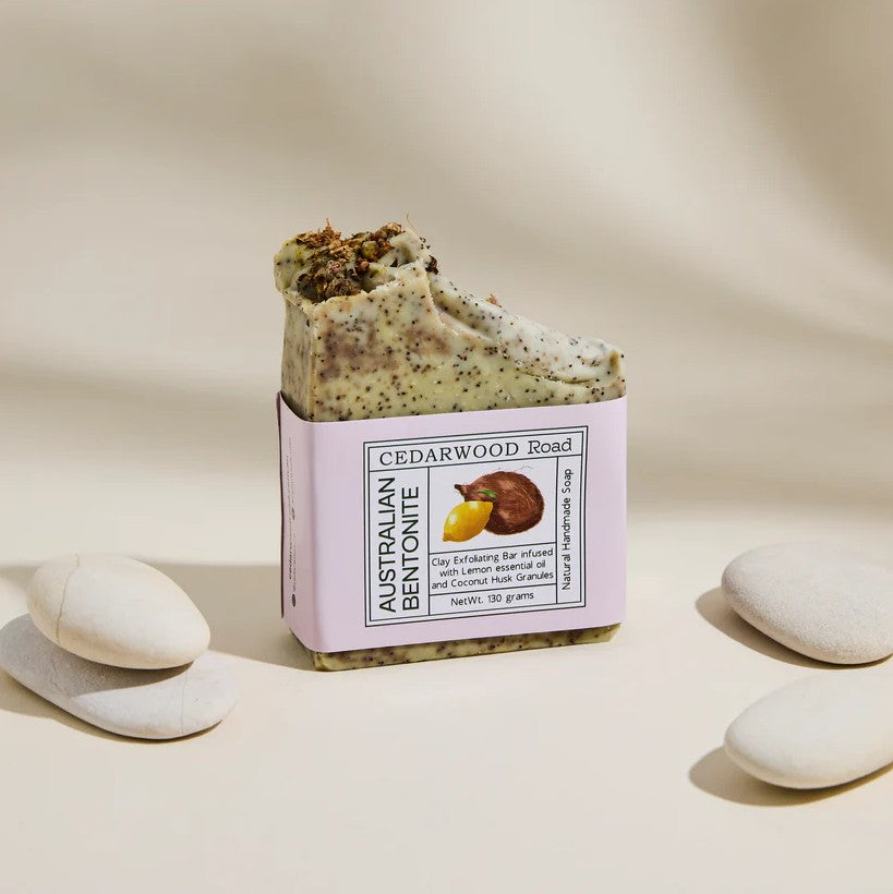 Australian Bentonite Clay Exfoliating Bar with Lemon Oil & Coconut Husk