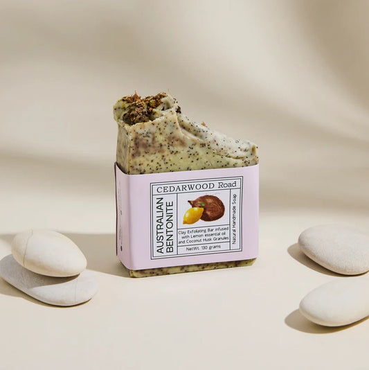 Australian Bentonite Clay Exfoliating Bar with Lemon Oil & Coconut Husk