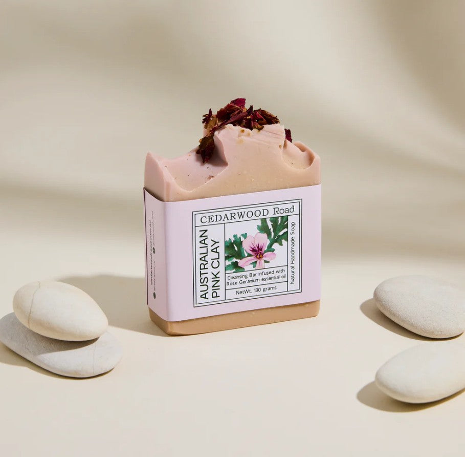 Aussie Pink Clay Cleansing Bar with Rose Geranium Essential Oil