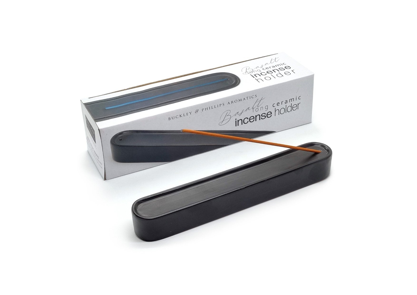 Ceramic Incense Holder Long Black