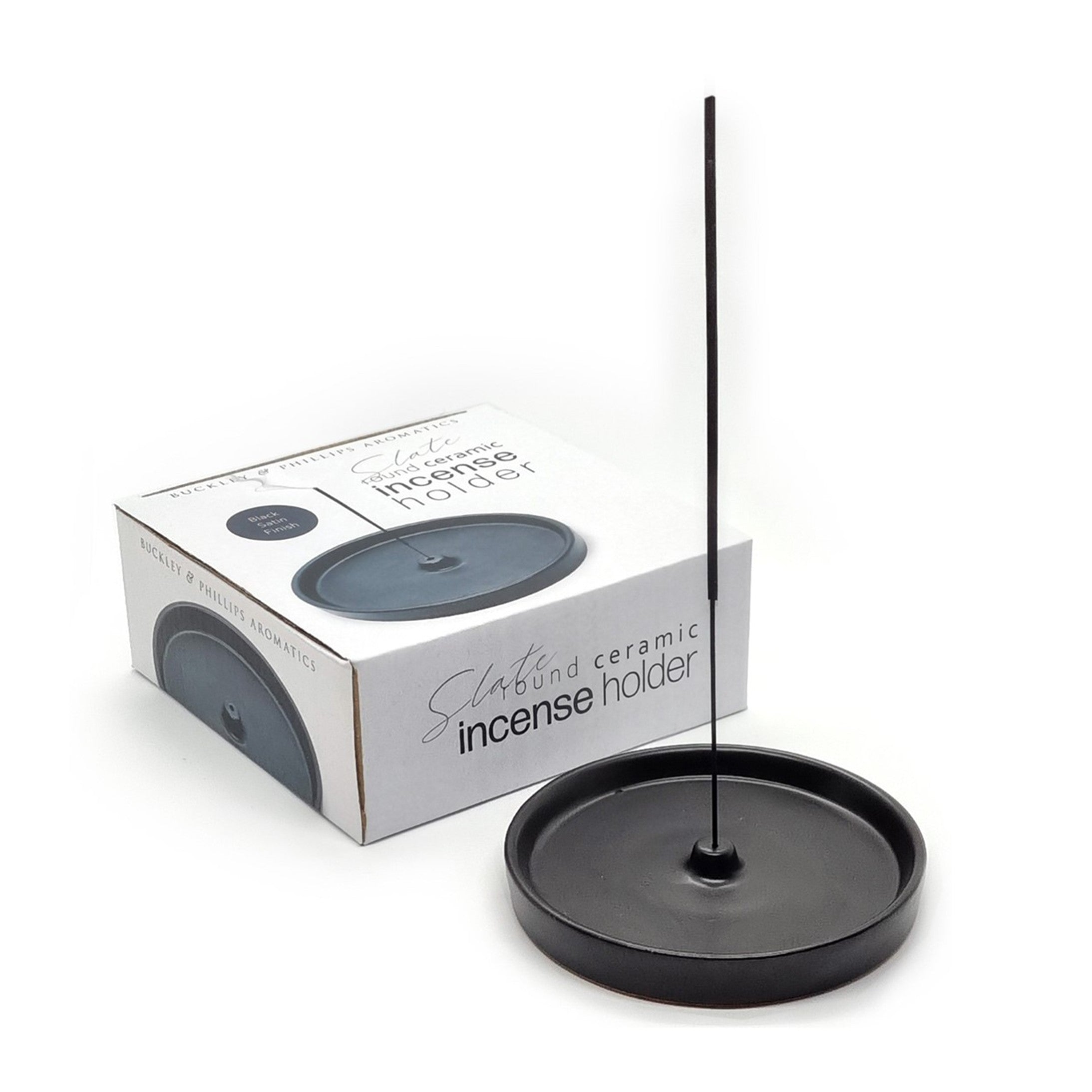 Ceramic Round Incense Holder Black
