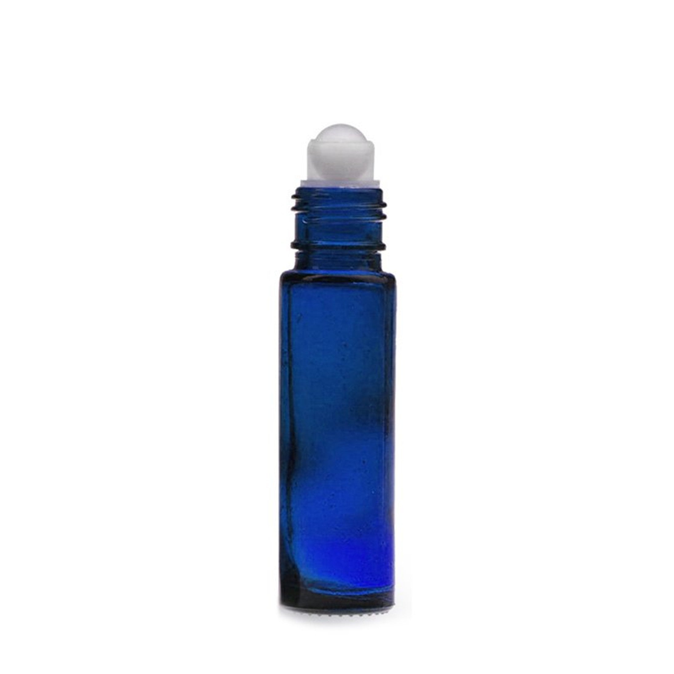 9ml Empty Blue Glass Roller Bottle With White Cap
