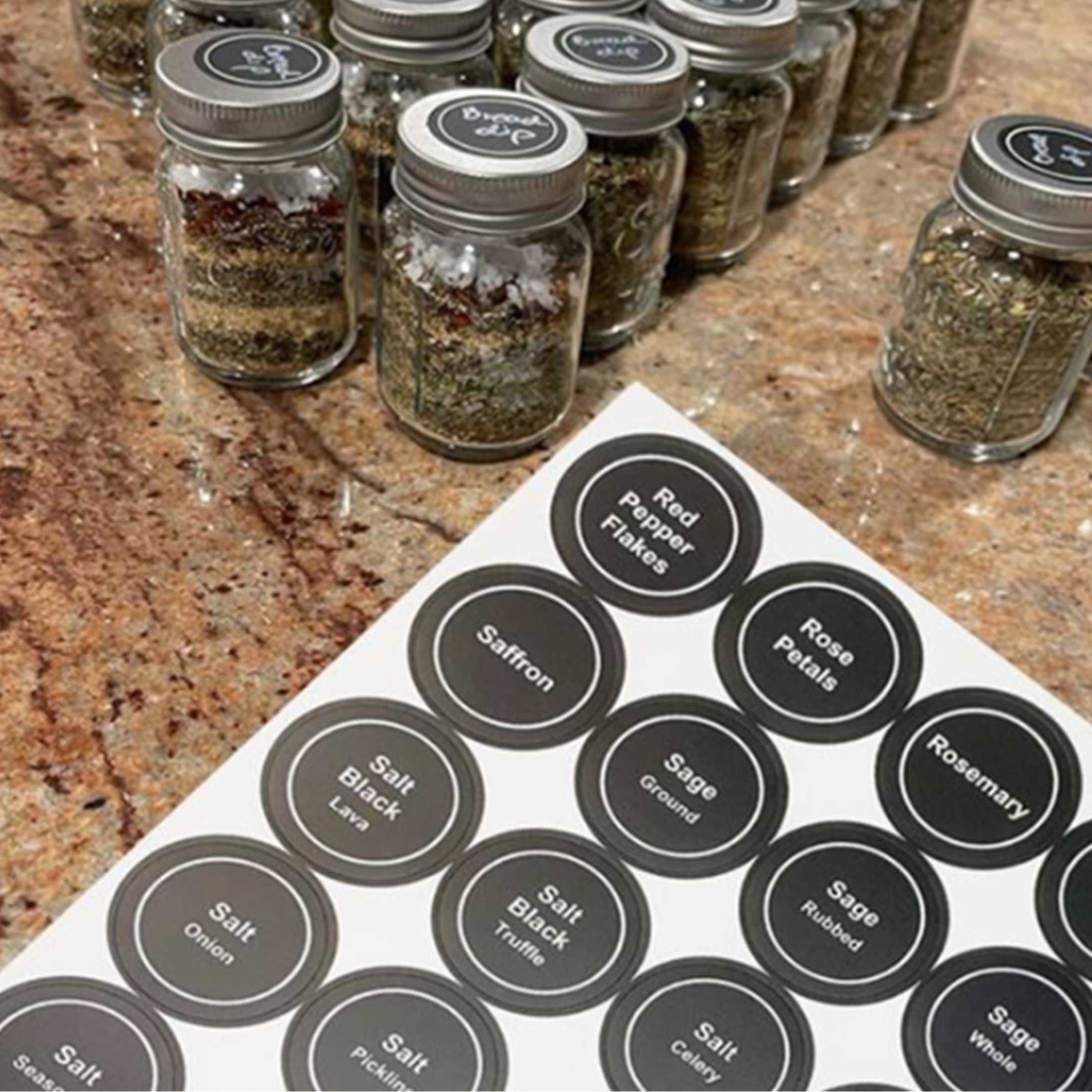 Sticker Spice Labels - Round Black