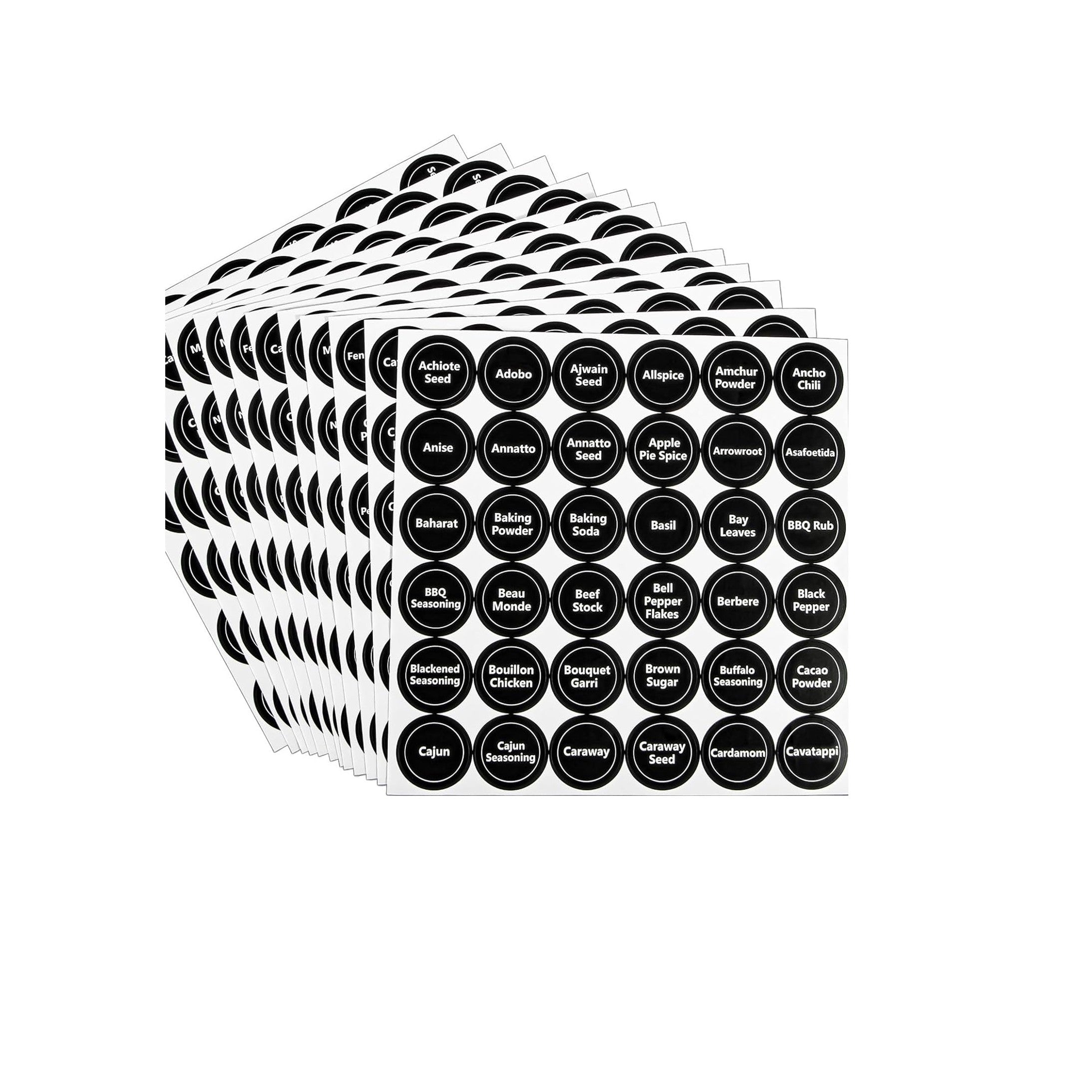Sticker Spice Labels - Round Black