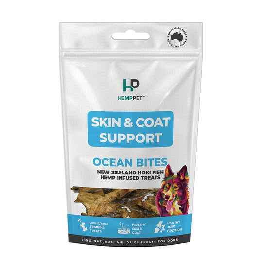 Skin & Coat Support | New Zealand Hoki Fish Hemp Infused Treats for Dogs | 70g