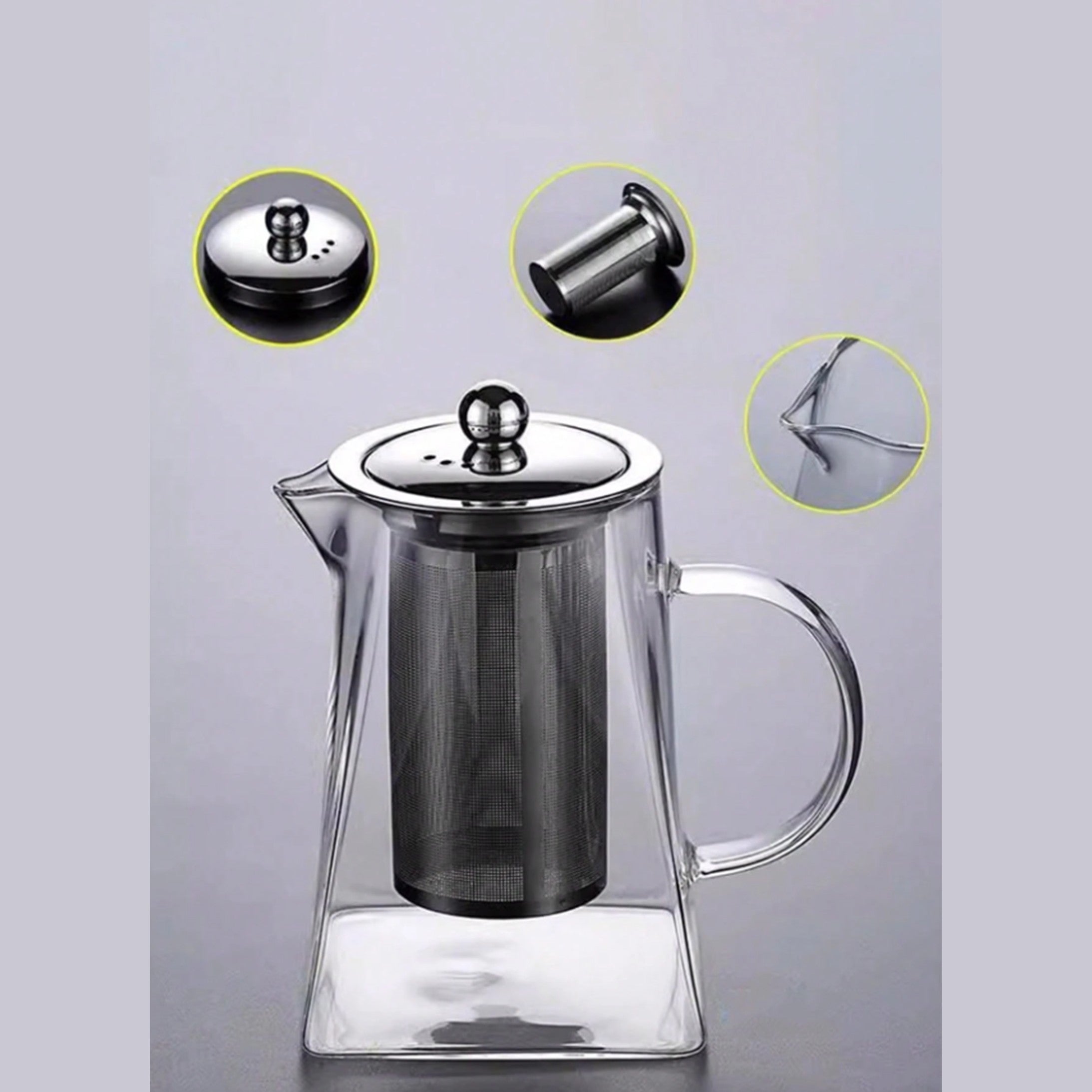 Square Base Teapot with Infuser