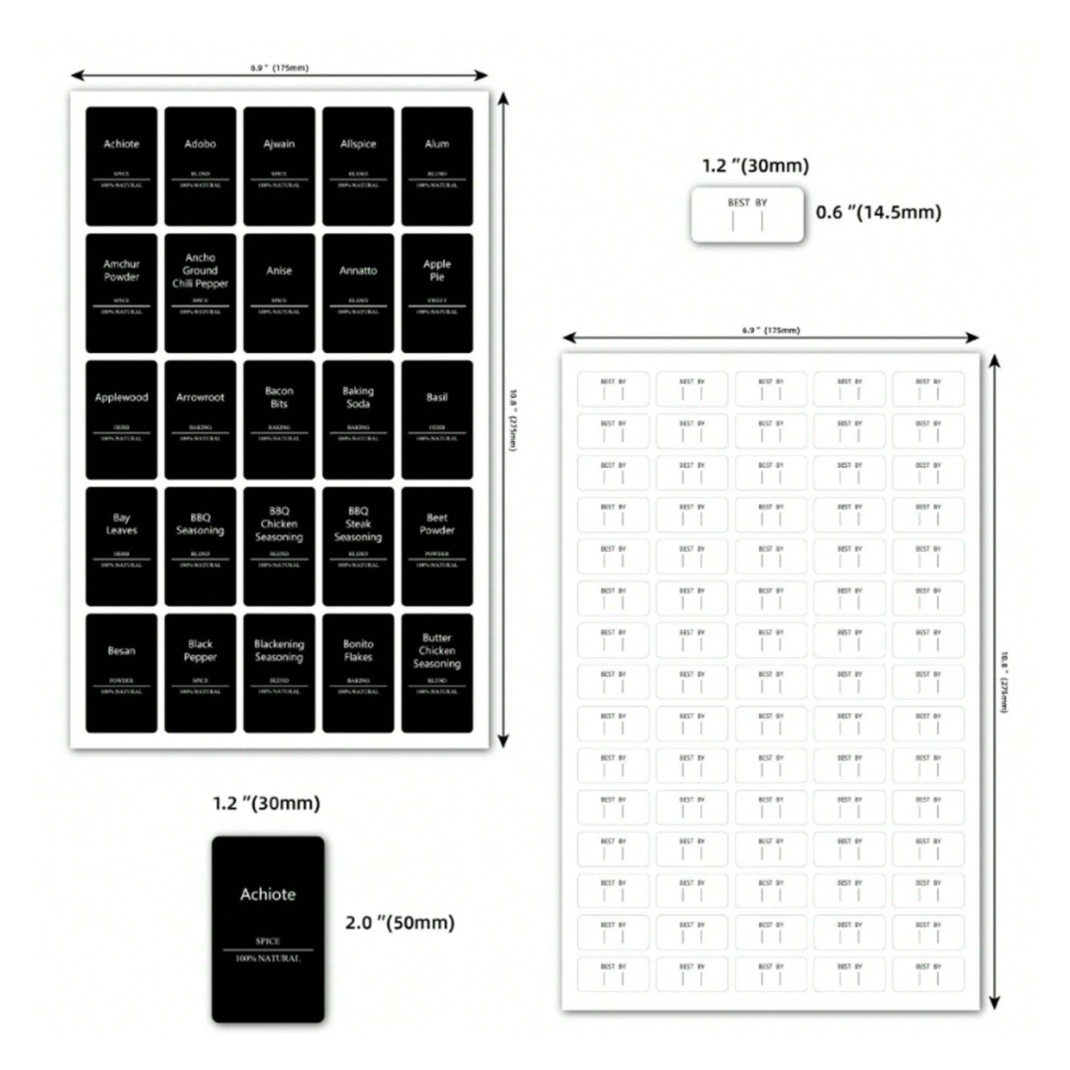Sticker Spice Labels - Square Black