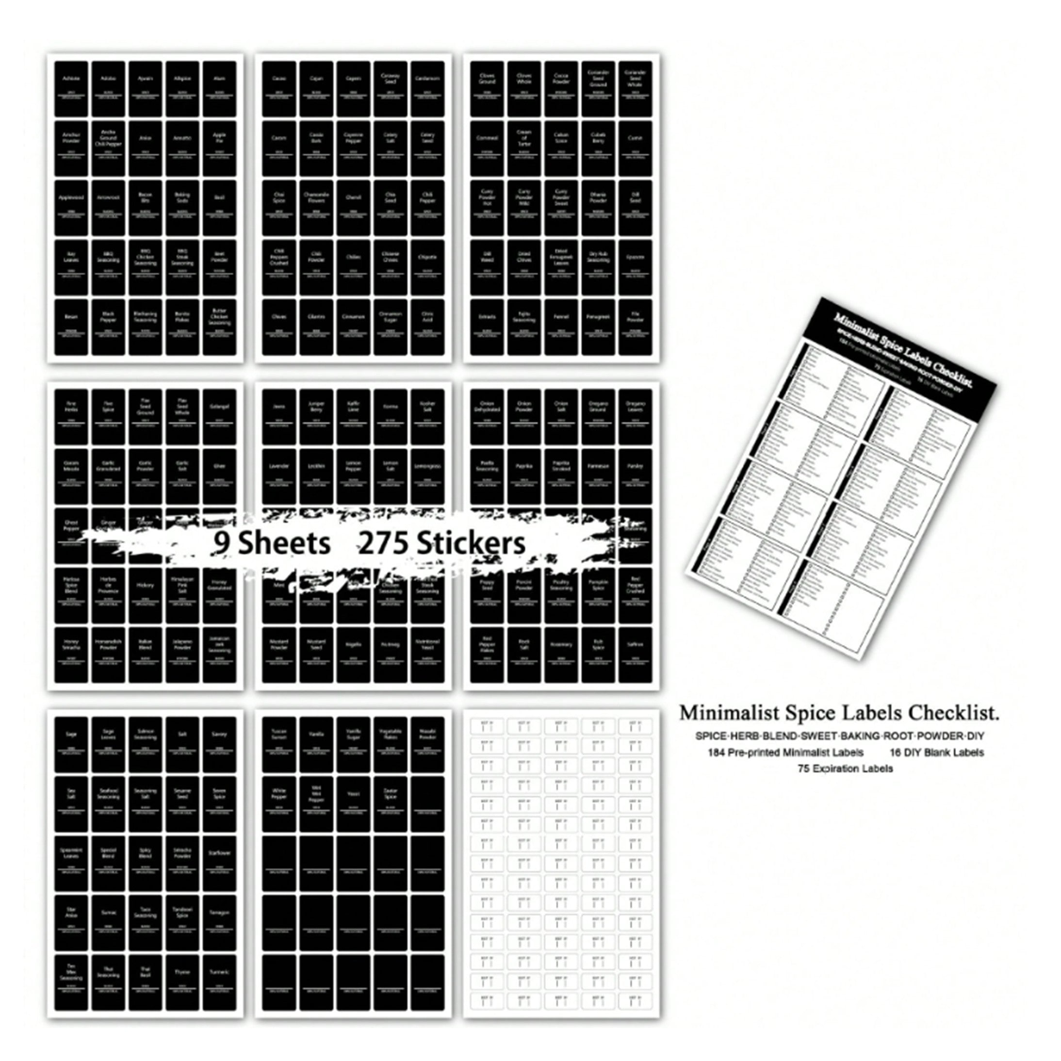 Sticker Spice Labels - Square Black