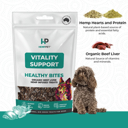 Vitality Support | Hemp Infused Organic Beef Liver Treats for Dogs | 80g